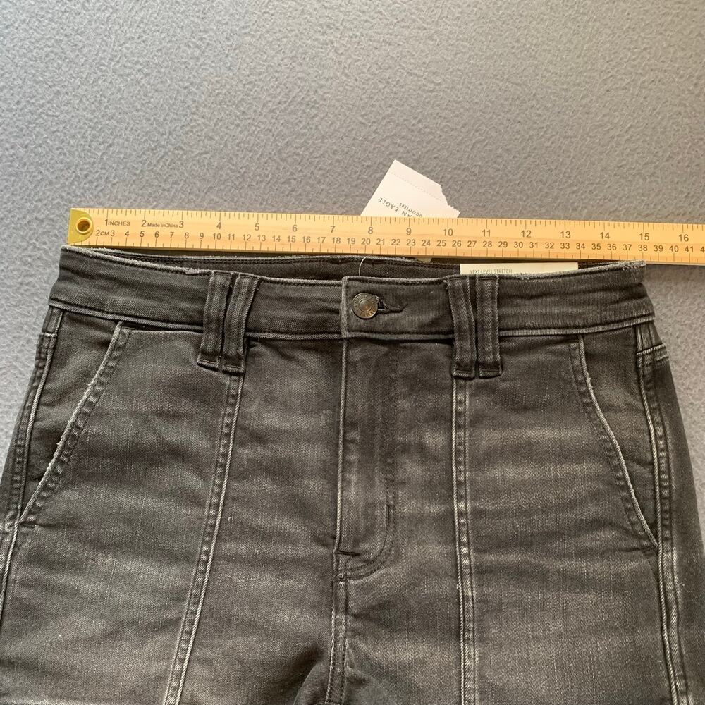 NWT American Eagle Super High Rise Shortie Shorts Size 6 Black Stretch Denim 28W - Picture 5 of 7